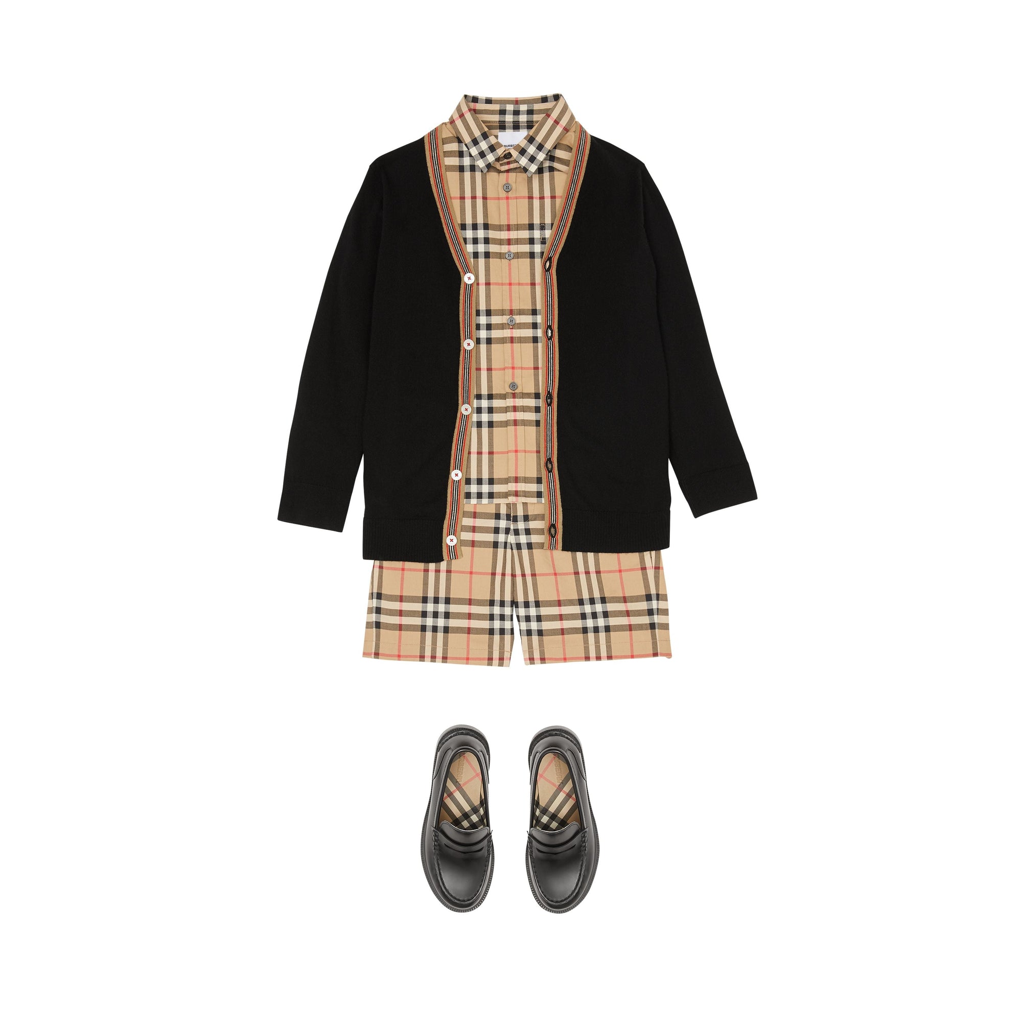 Cardigan en laine avec rayures iconiques - Black