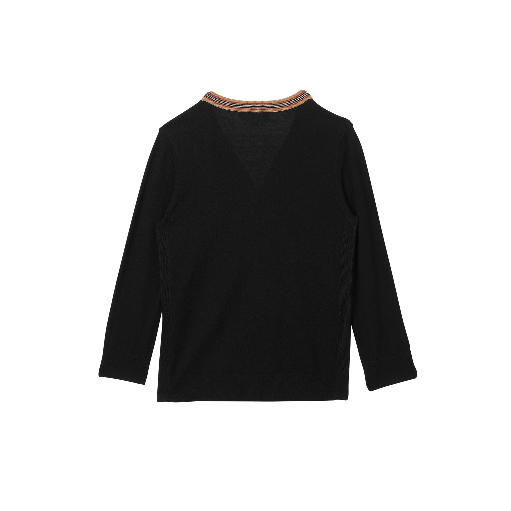Cardigan en laine avec rayures iconiques - Black