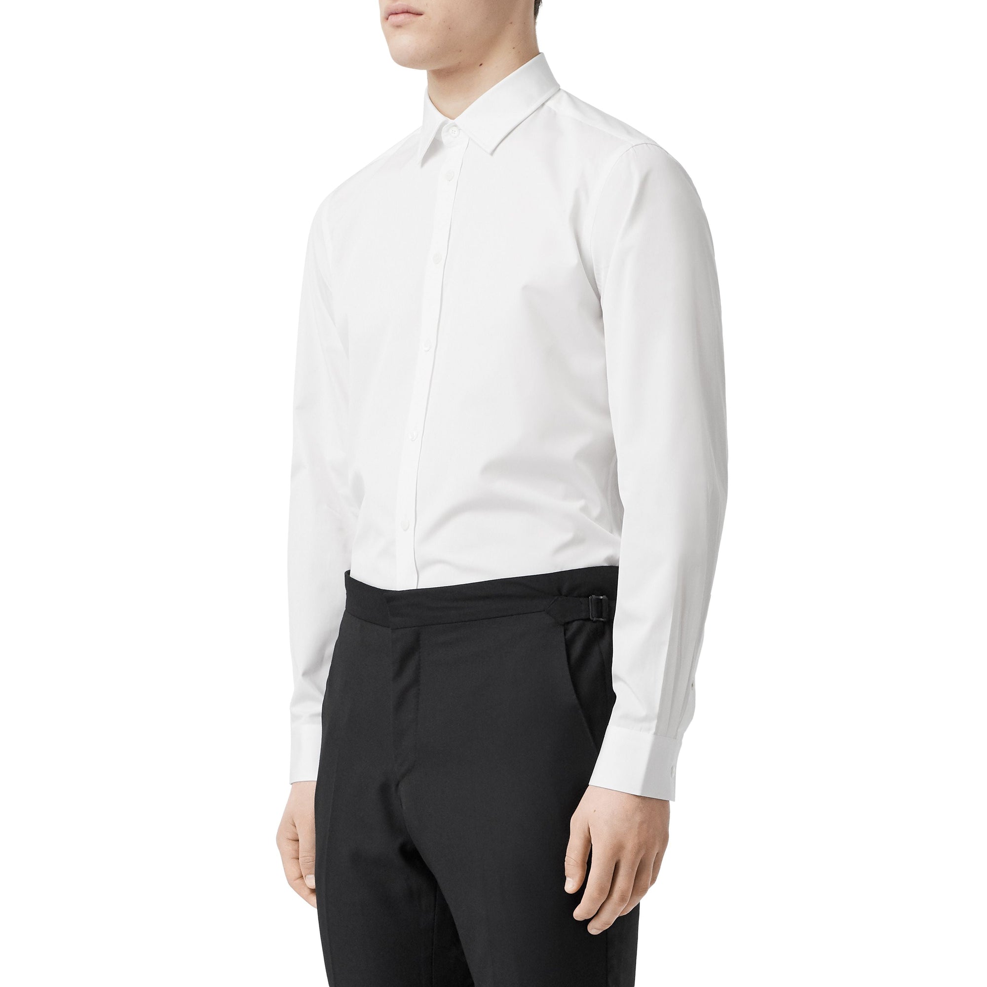 Chemise slim en popeline de coton Monogram - White