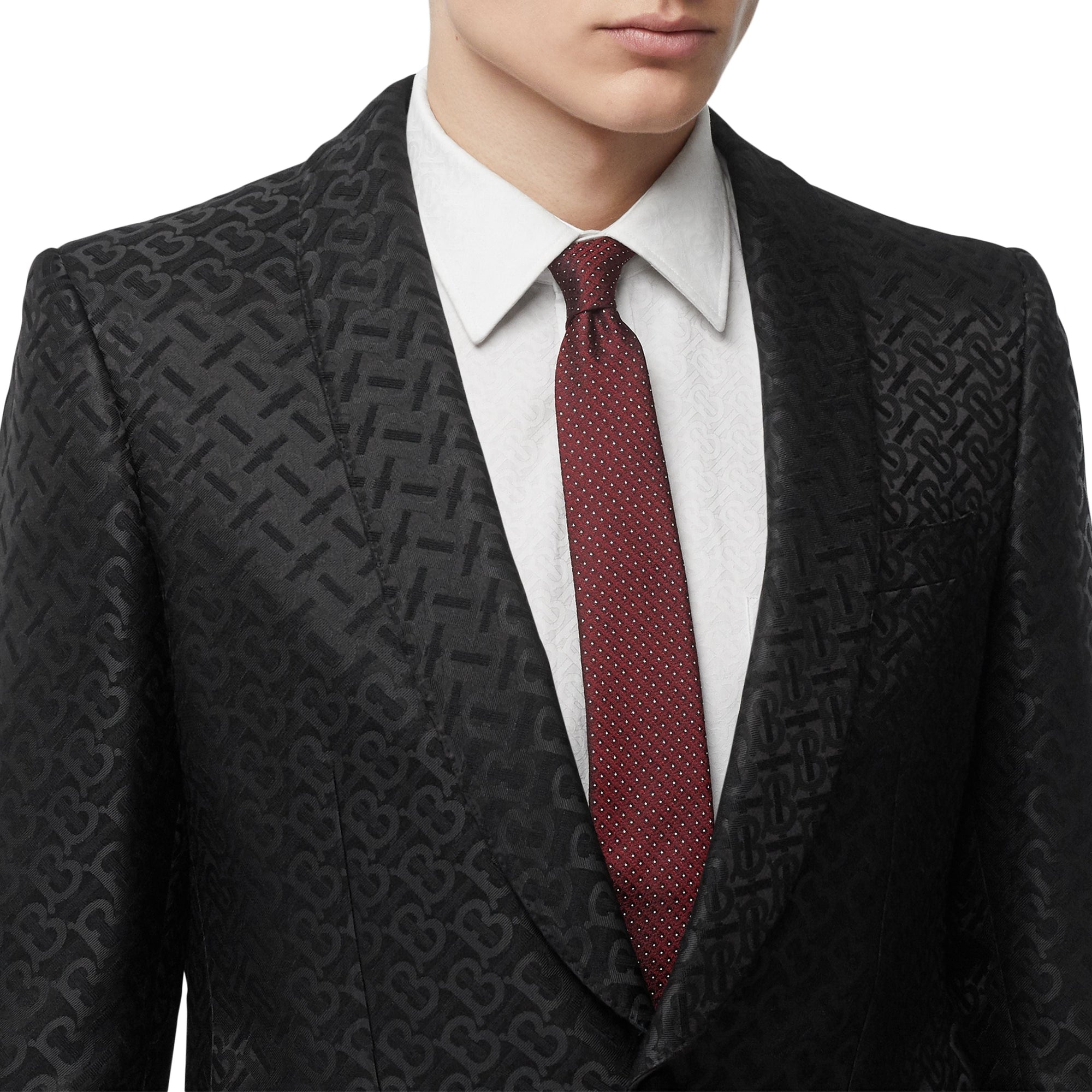 Cravate classique en jacquard de soie à micro-pois - Oxblood