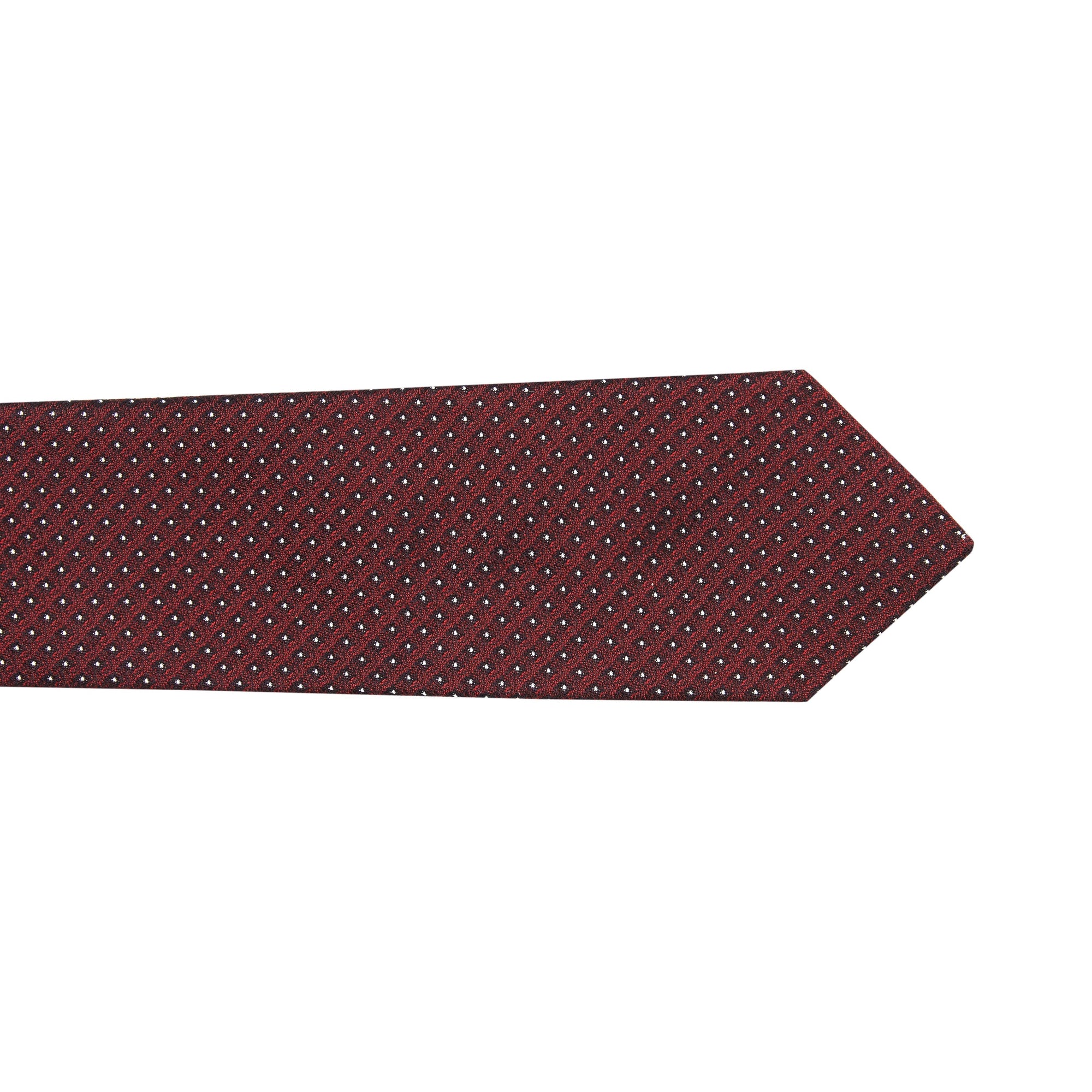 Cravate classique en jacquard de soie à micro-pois - Oxblood