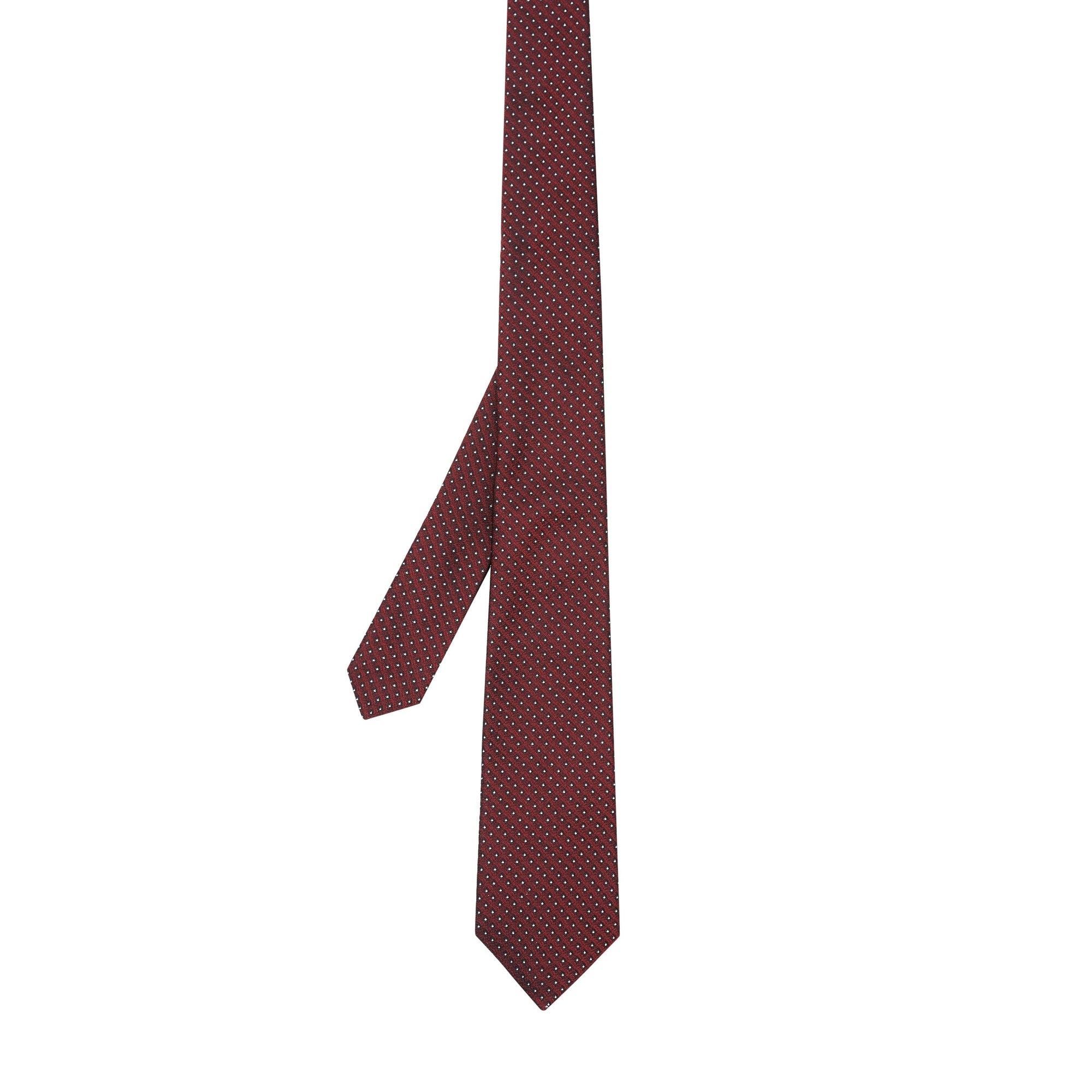 Cravate classique en jacquard de soie à micro-pois - Oxblood