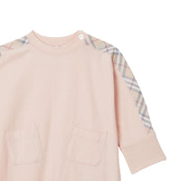 Coffret cadeau trois pièces en coton check pour bébé - Pale Rose Pink