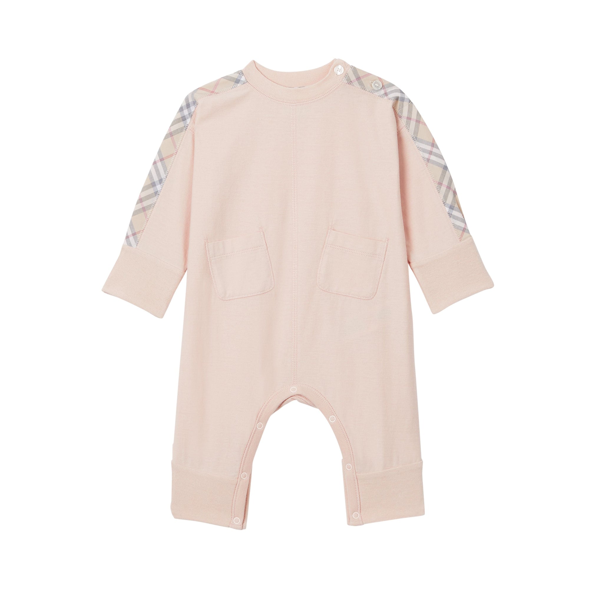 Coffret cadeau trois pièces en coton check pour bébé - Pale Rose Pink
