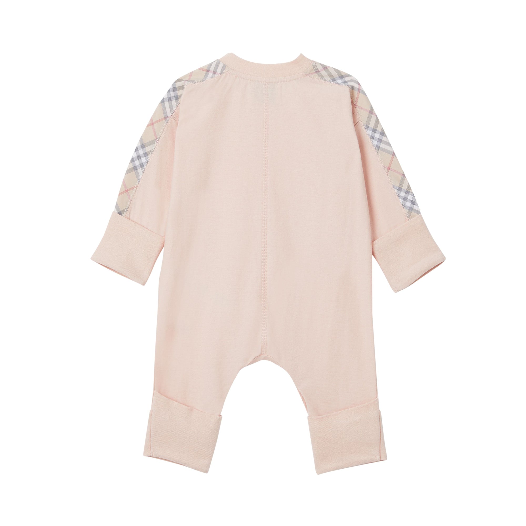Coffret cadeau trois pièces en coton check pour bébé - Pale Rose Pink