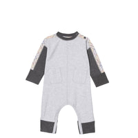 Combinaison en coton bicolore check - Grey Melange