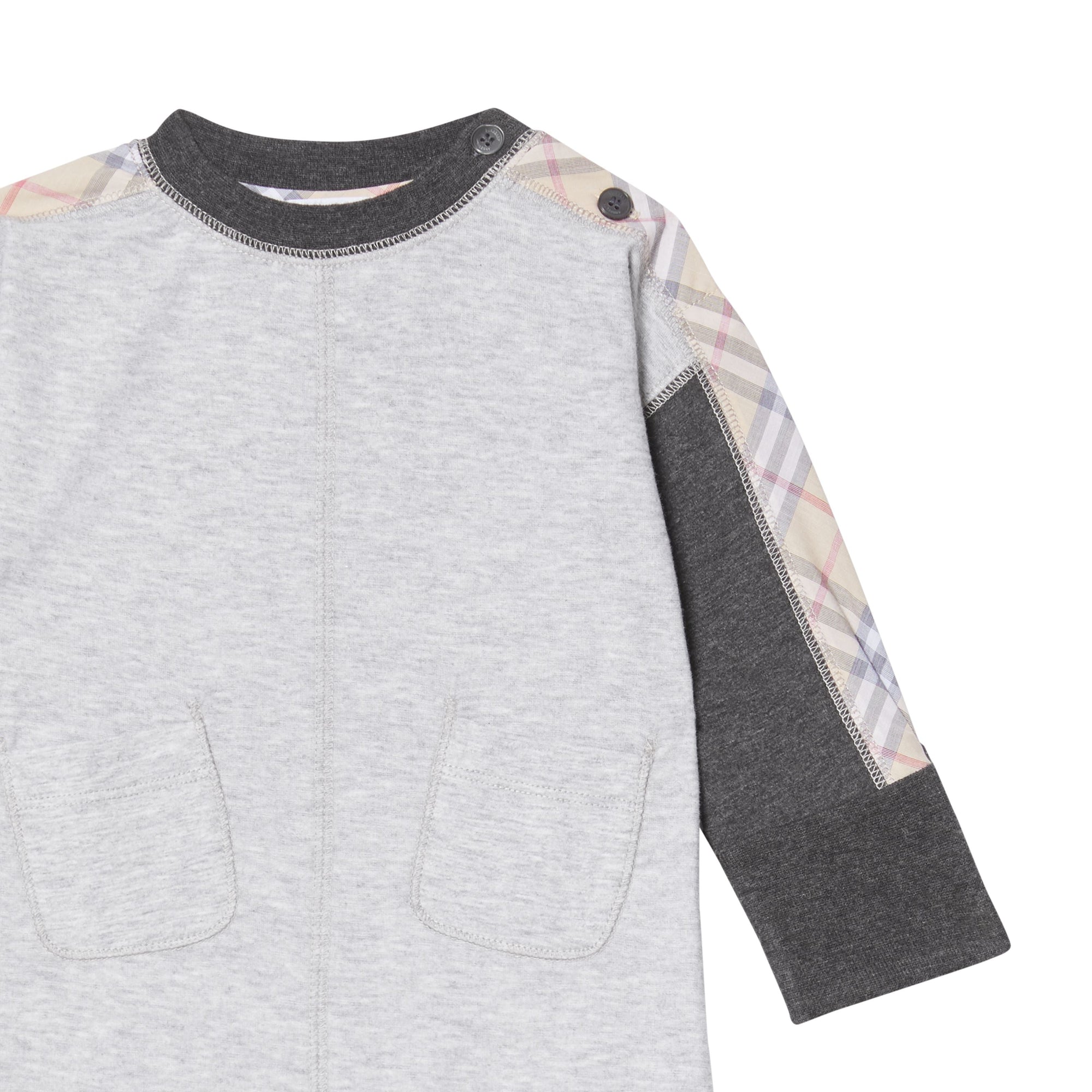 Combinaison en coton bicolore check - Grey Melange