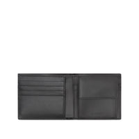 Portefeuille à rabat multidevise en cuir avec logo - Black