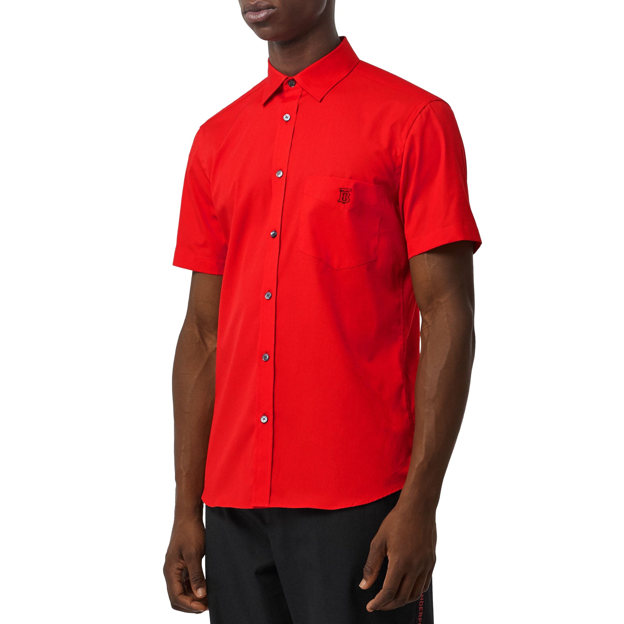 Chemise à manches courtes en coton extensible Monogram - Bright Red