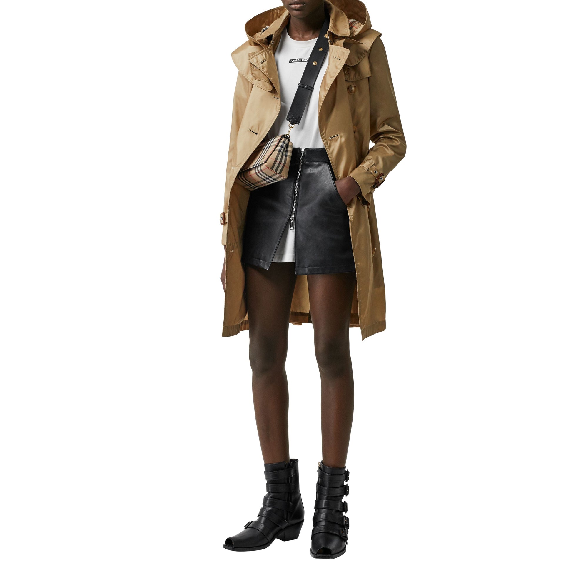 Trench en Econyl® avec capuche amovible - Honey