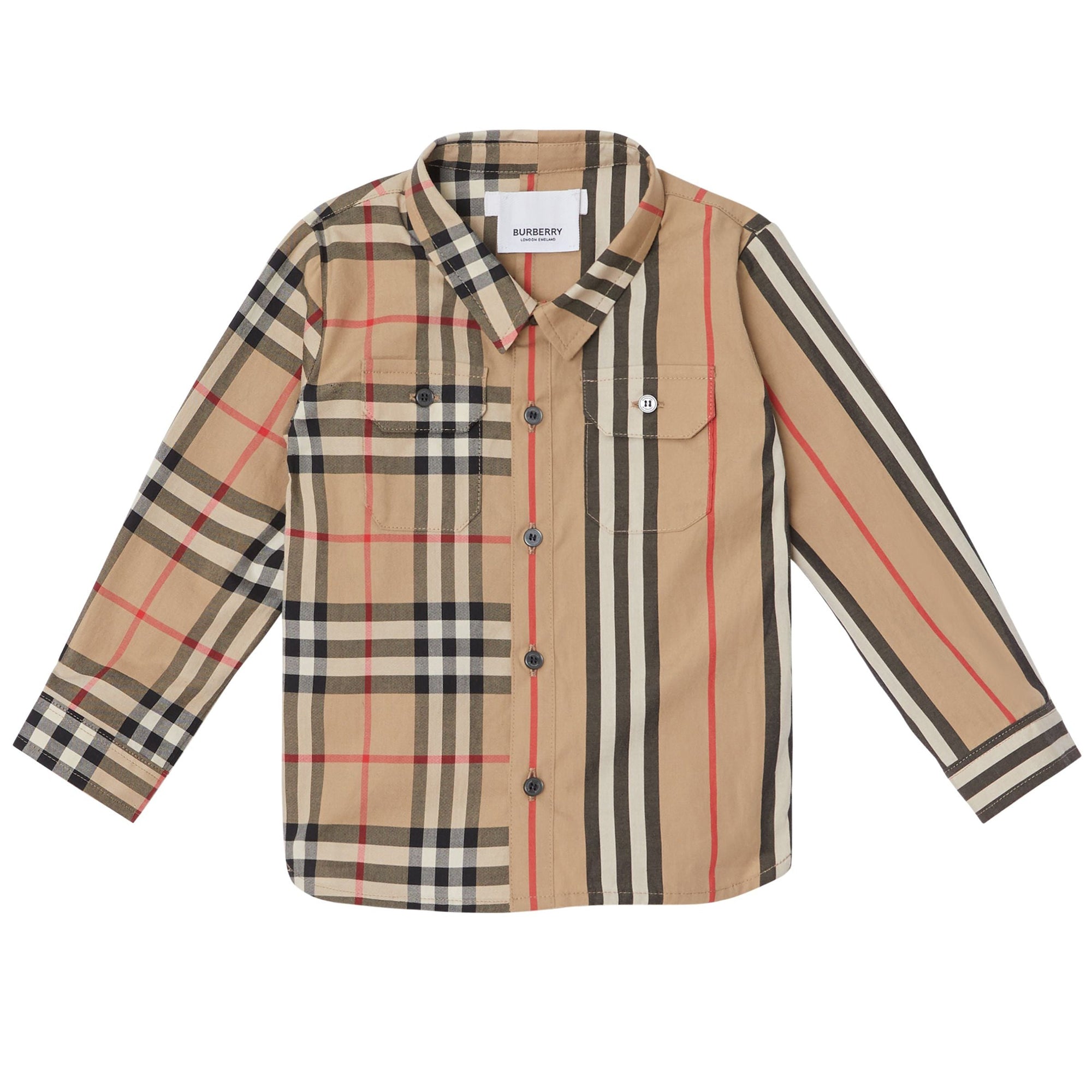 Chemise en coton à rayures iconiques et Vintage check - Archive Beige