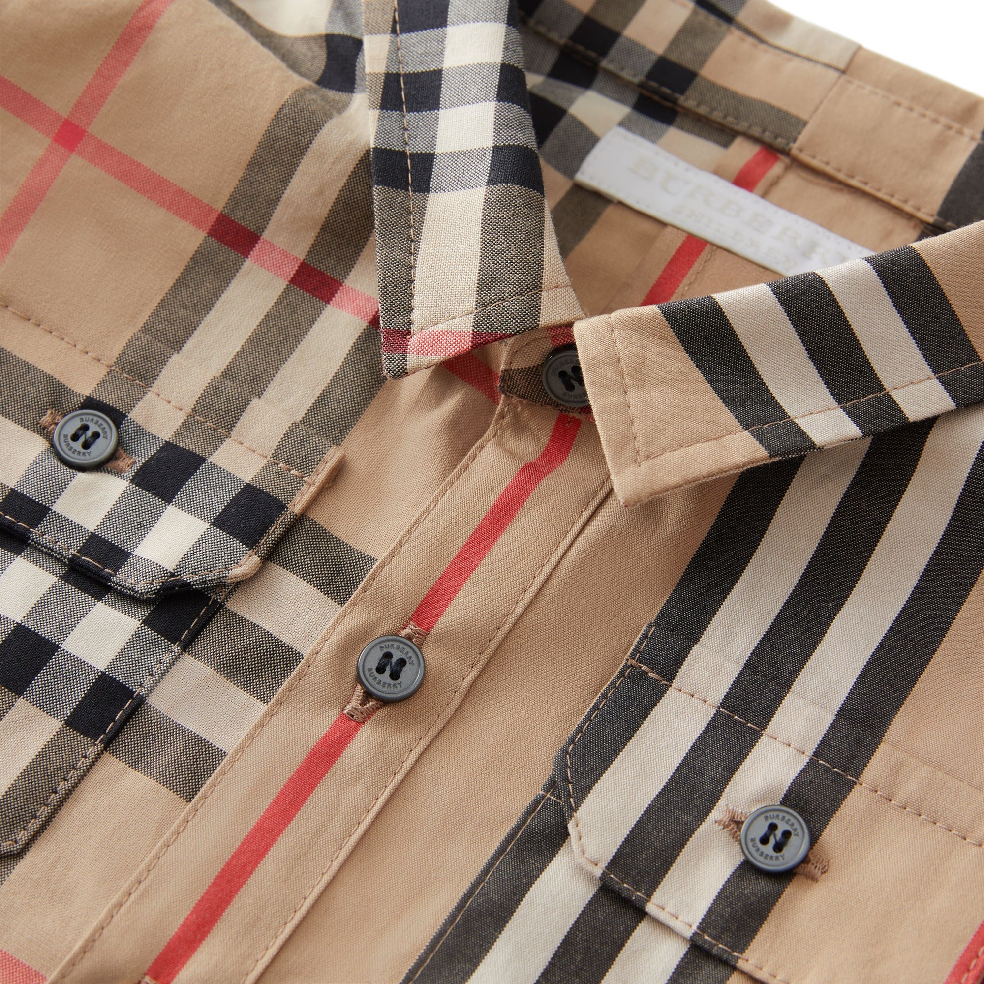 Chemise en coton à rayures iconiques et Vintage check - Archive Beige