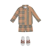 Chemise en coton à rayures iconiques et Vintage check - Archive Beige