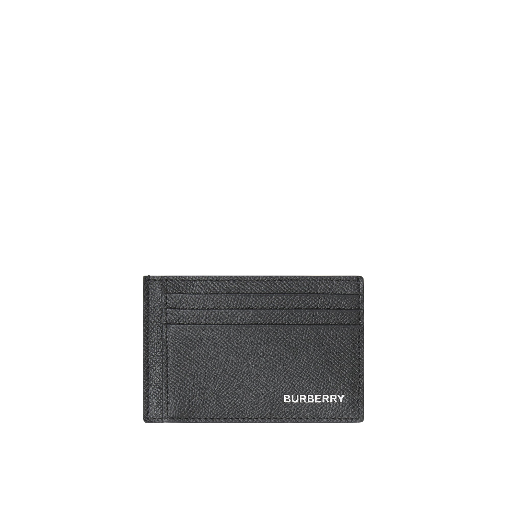 Porte-cartes en cuir grainé avec pince à billets - Black