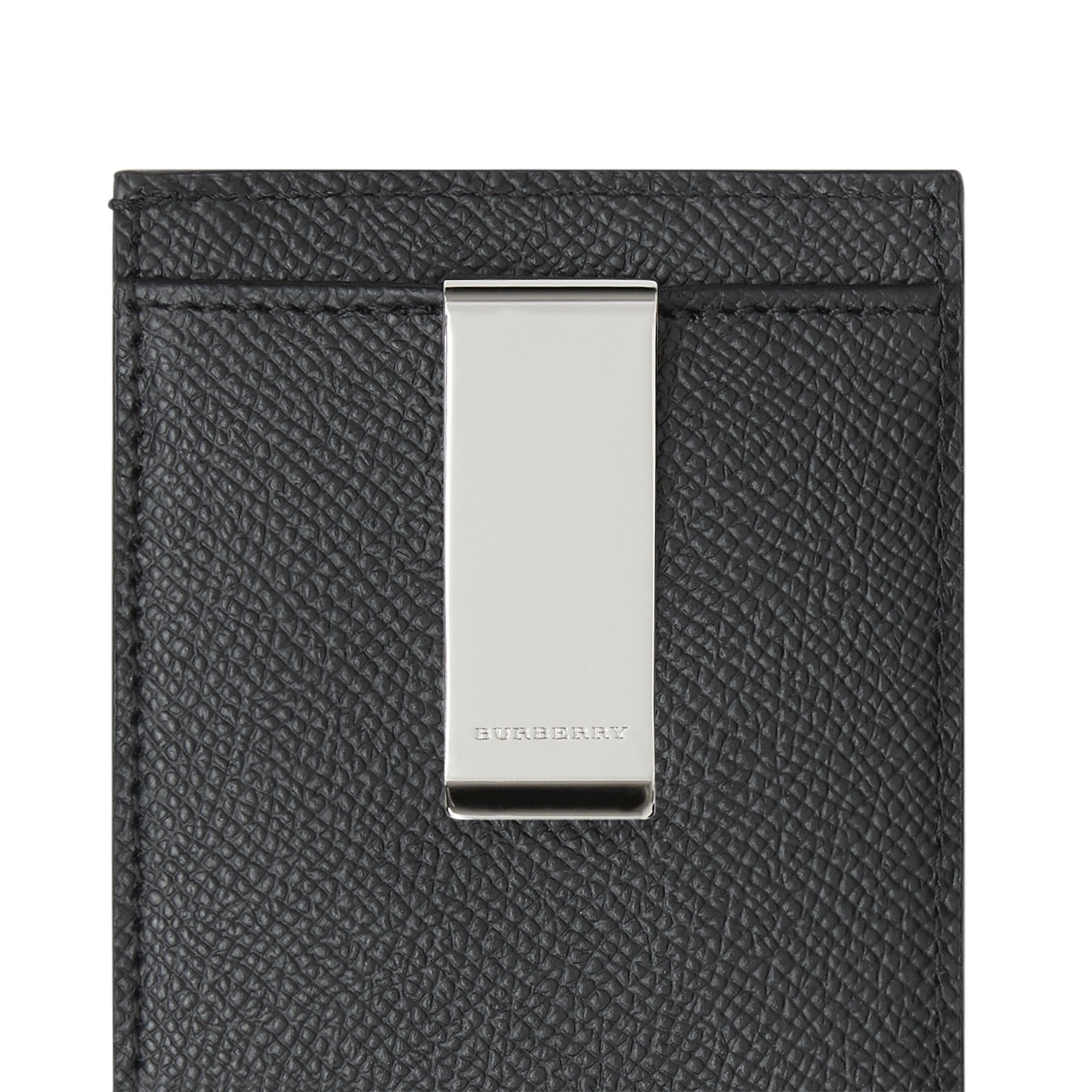 Porte-cartes en cuir grainé avec pince à billets - Black