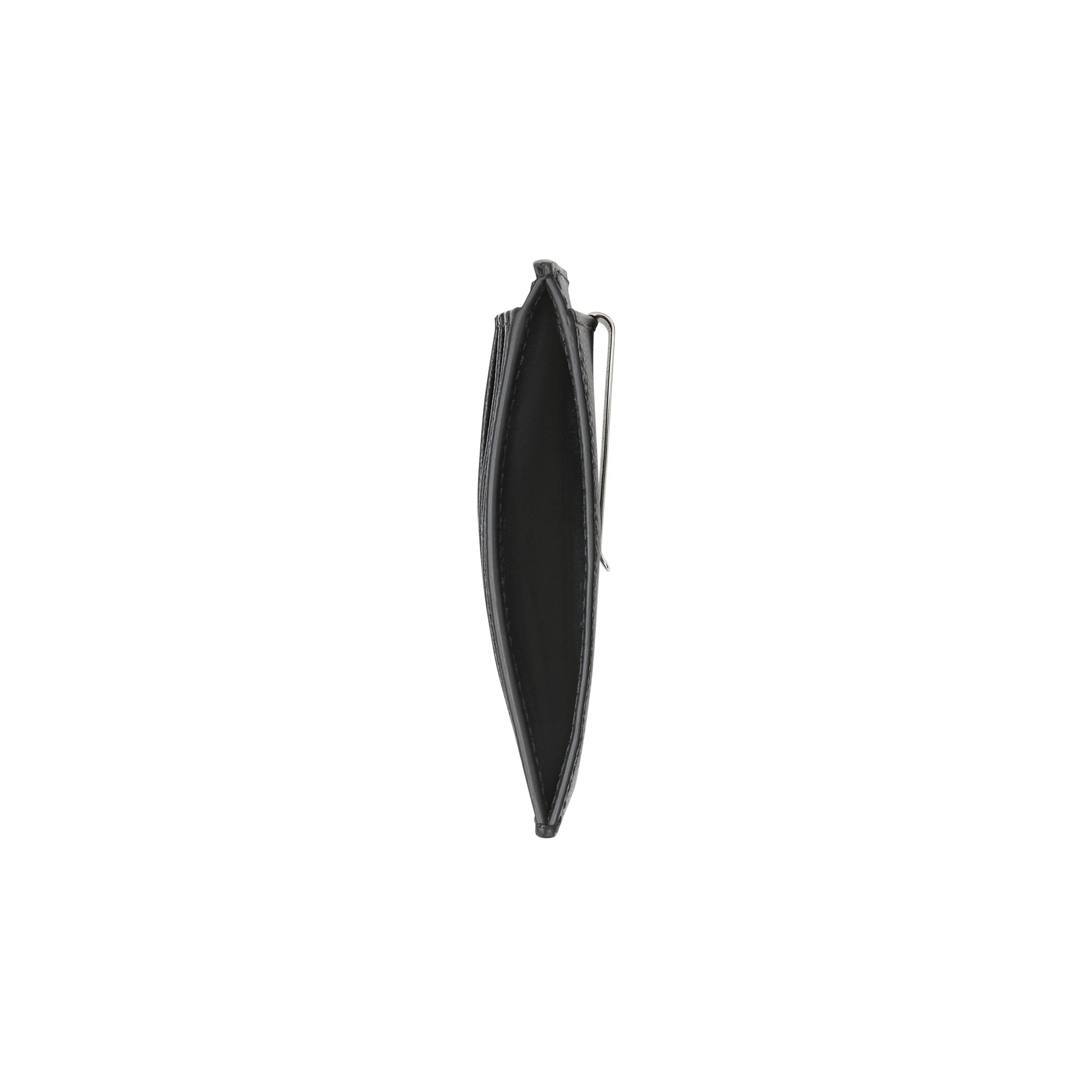 Porte-cartes en cuir grainé avec pince à billets - Black