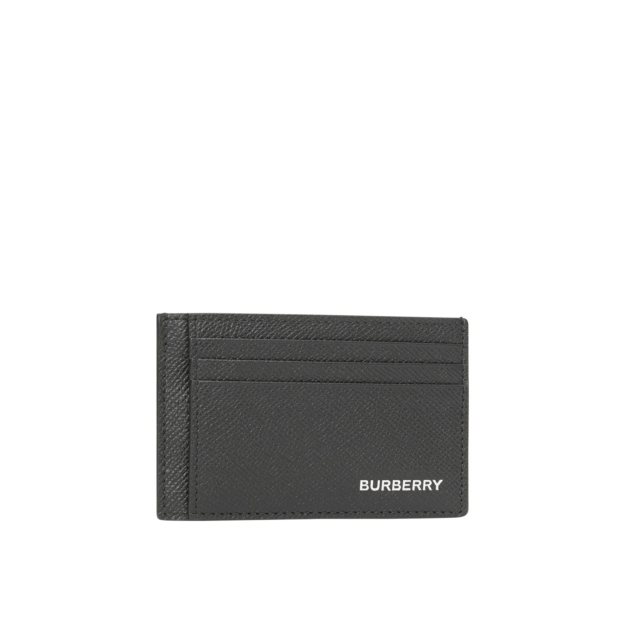 Porte-cartes en cuir grainé avec pince à billets - Black