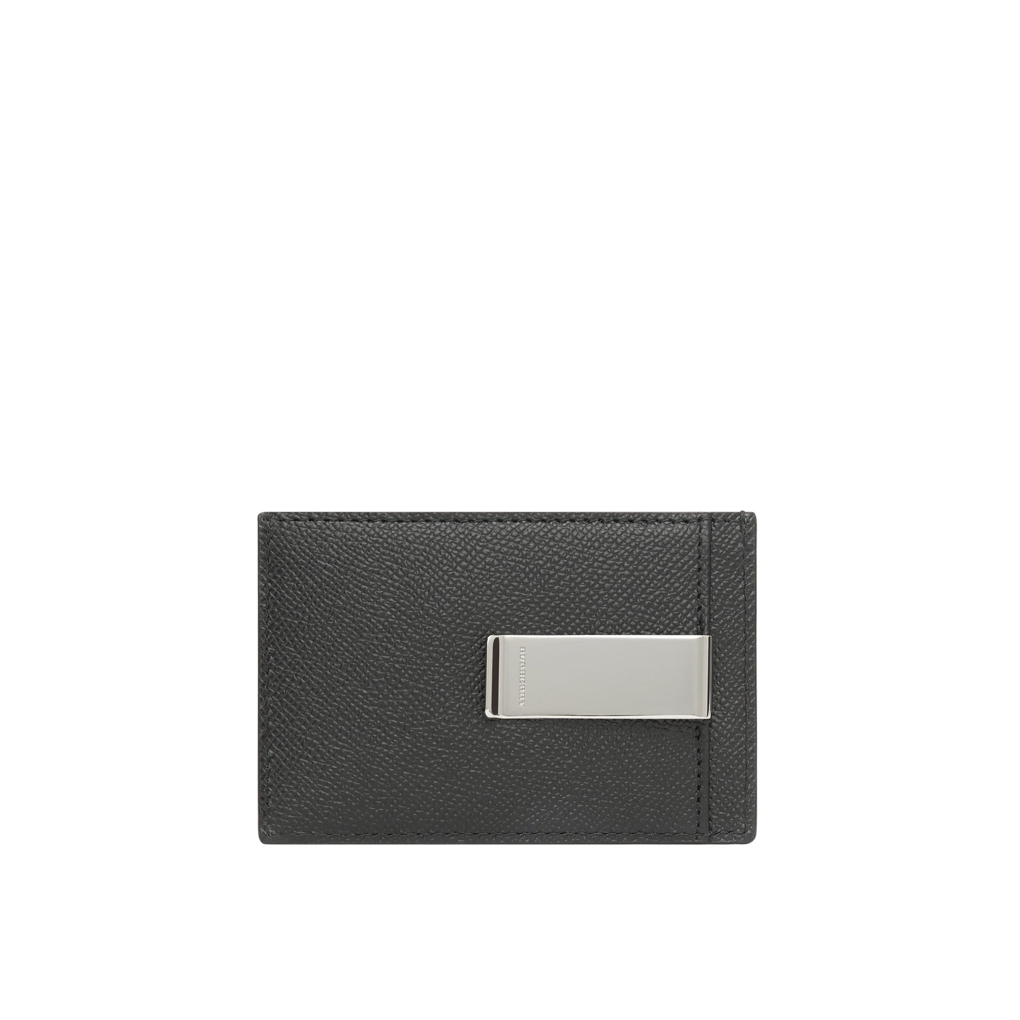 Porte-cartes en cuir grainé avec pince à billets - Black