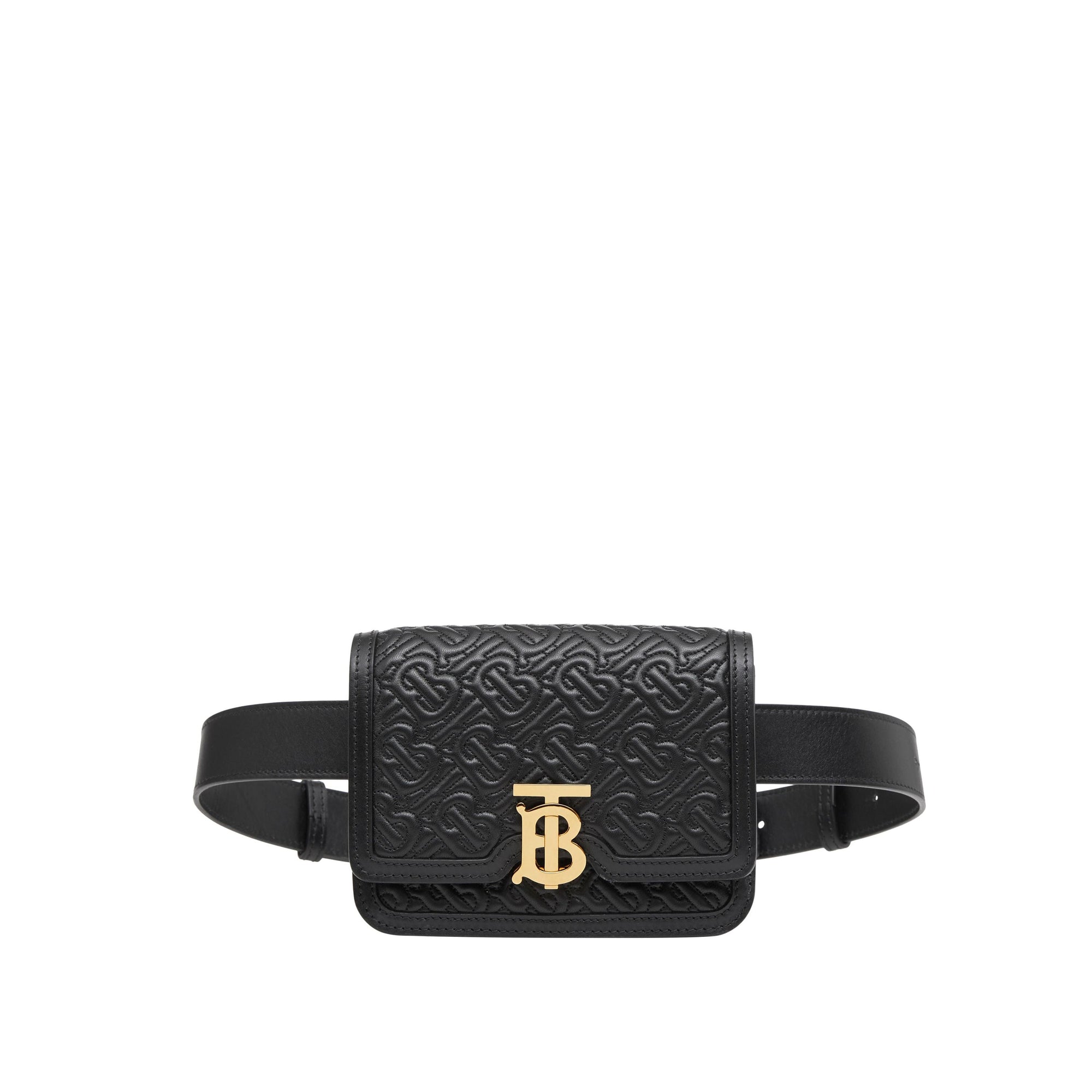 Sac TB ceinturé en cuir d'agneau Monogram matelassé - Black