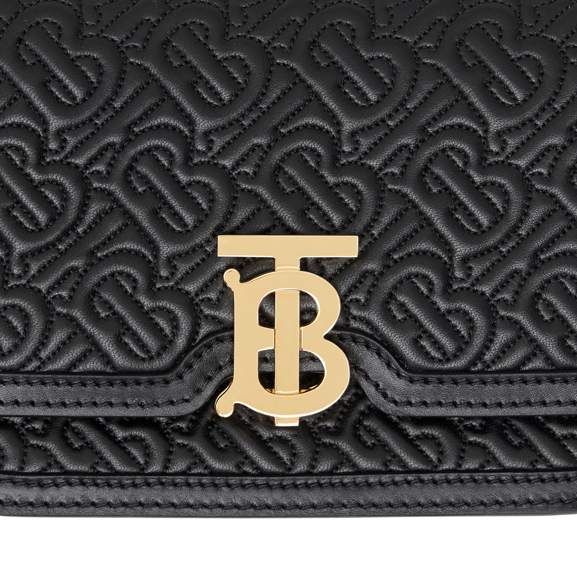 Sac TB ceinturé en cuir d'agneau Monogram matelassé - Black