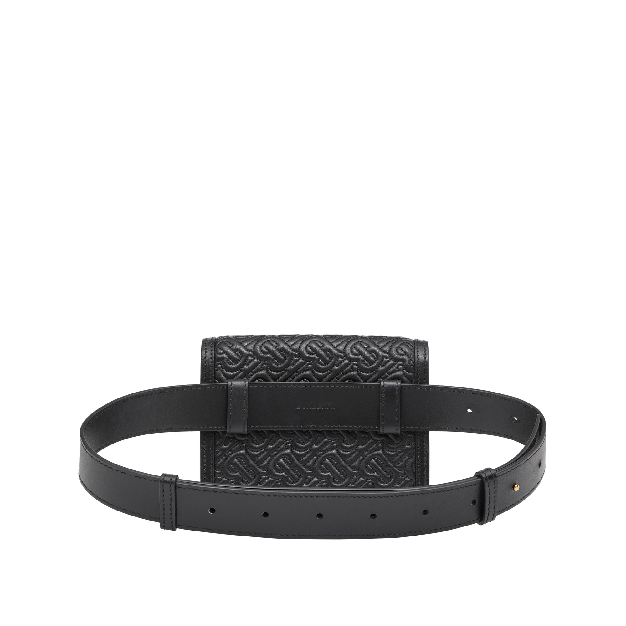 Sac TB ceinturé en cuir d'agneau Monogram matelassé - Black
