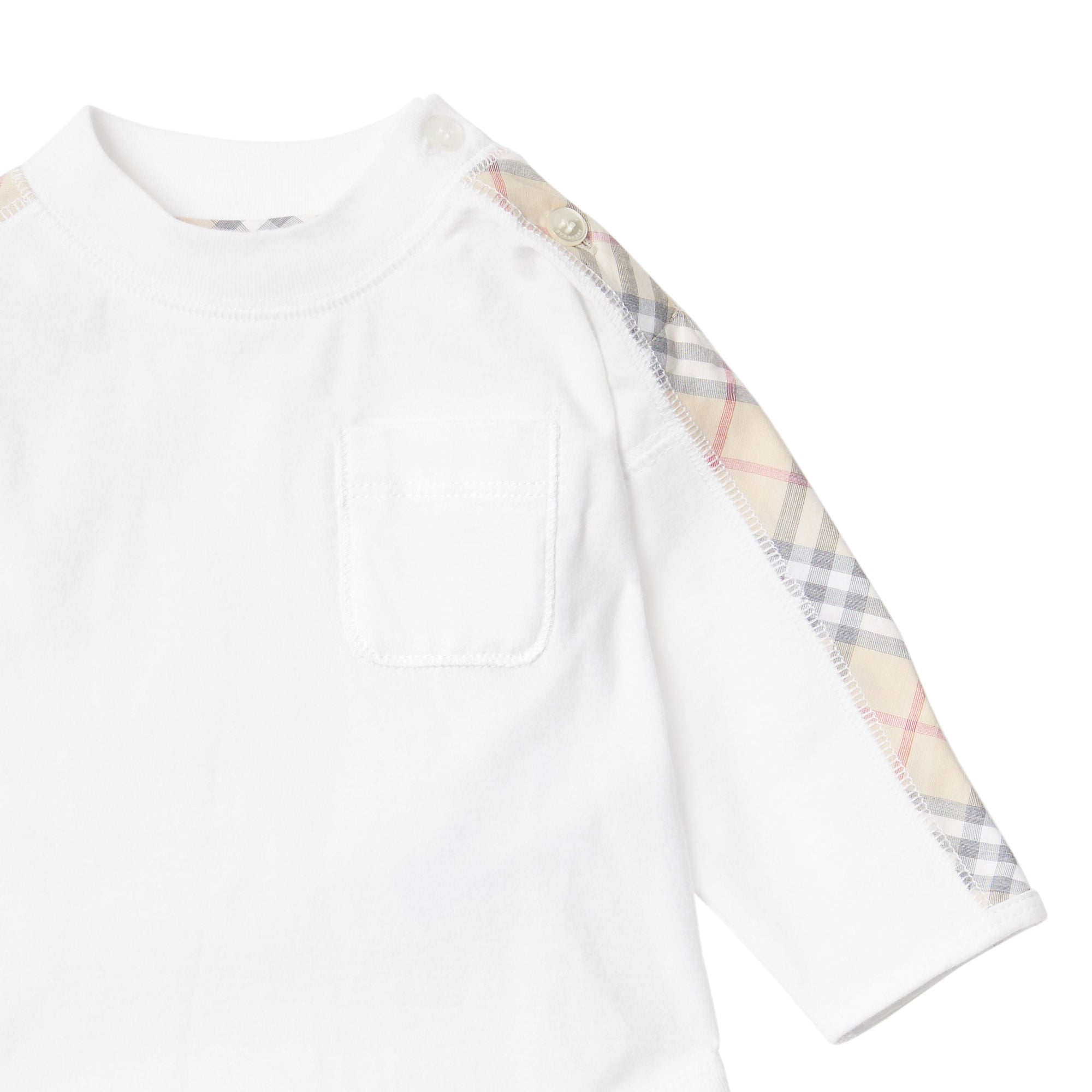 Coffret cadeau trois pièces en coton check pour bébé - White