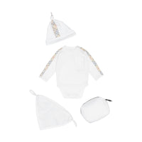 Coffret cadeau trois pièces en coton check pour bébé - White
