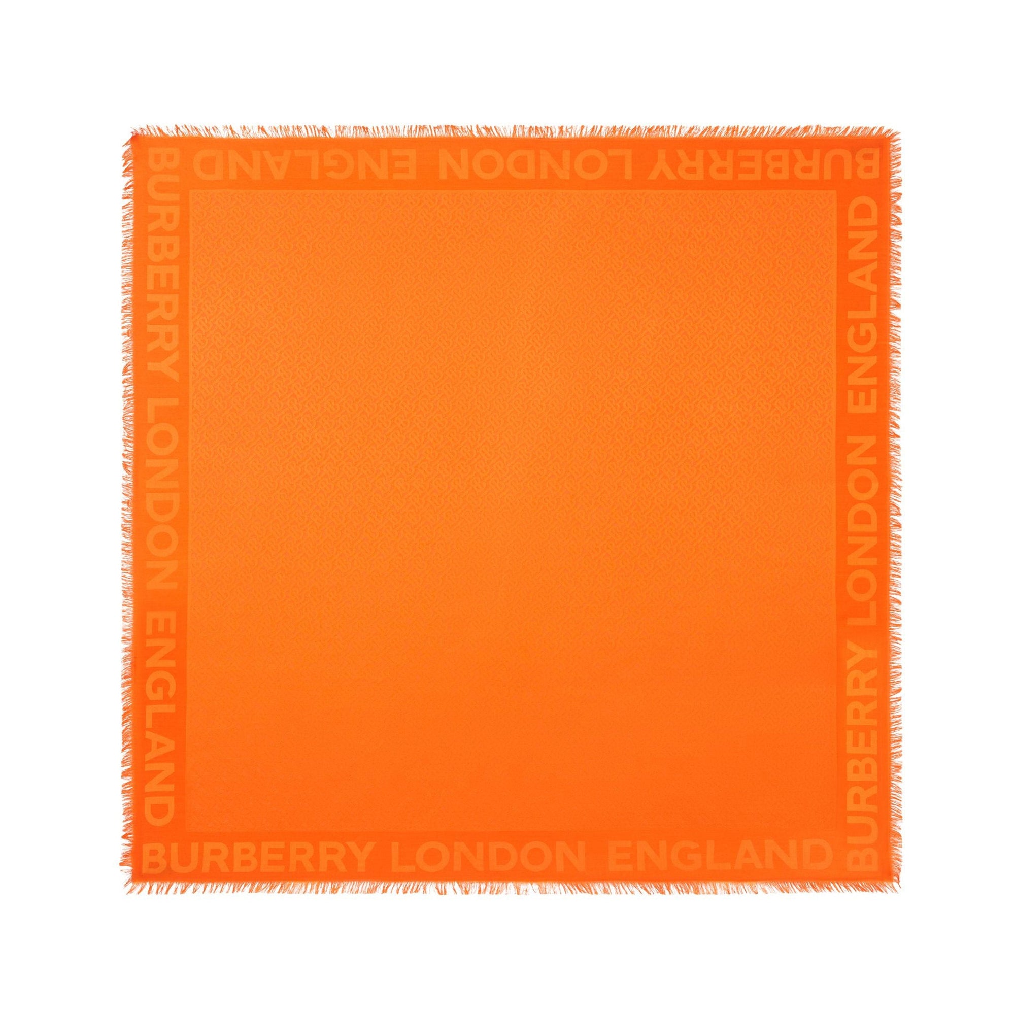 Grand carré de soie et laine en jacquard Monogram - Orange