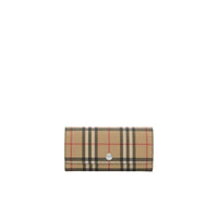 Portefeuille continental en toile écologique Vintage check - Black