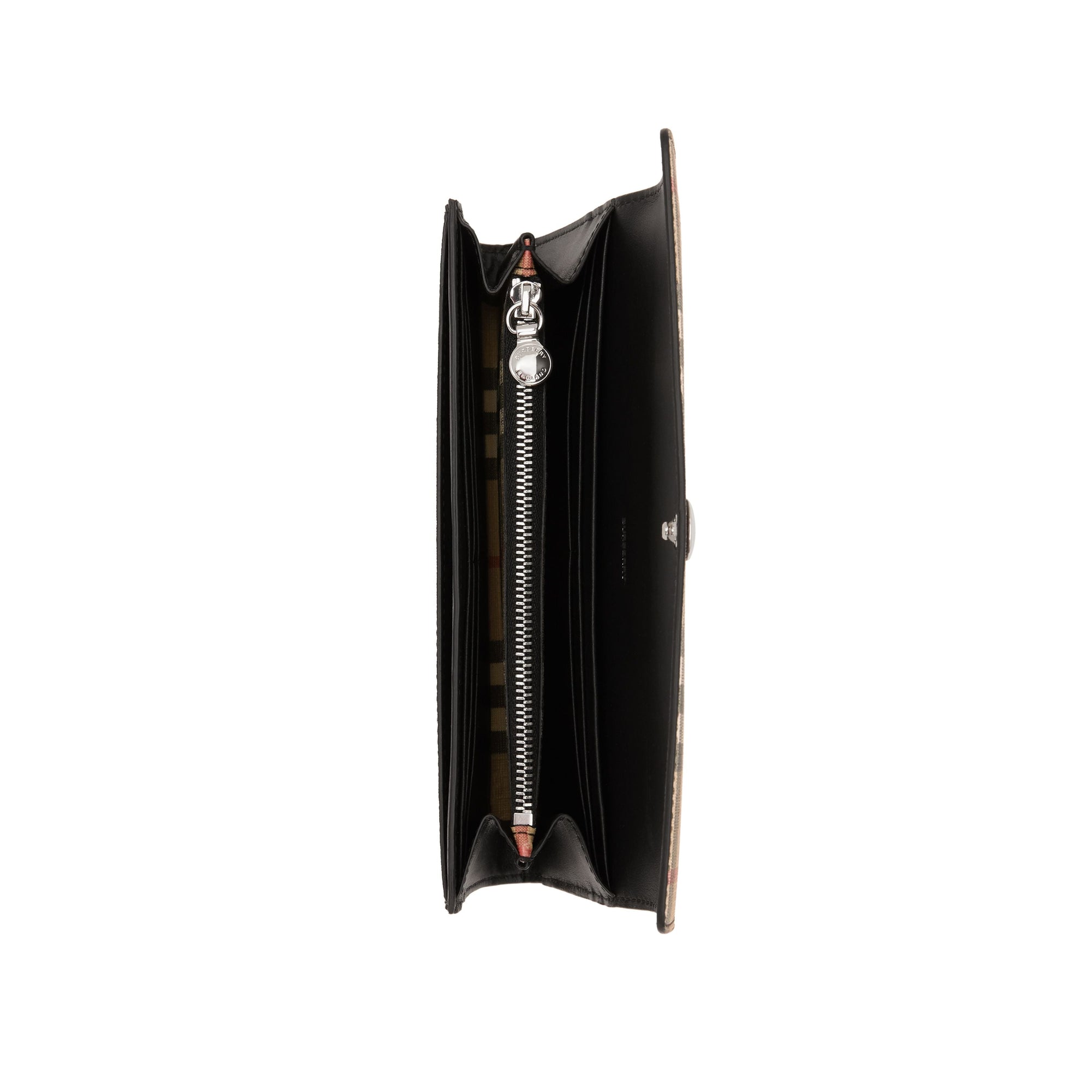 Portefeuille continental en toile écologique Vintage check - Black