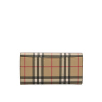 Portefeuille continental en toile écologique Vintage check - Black