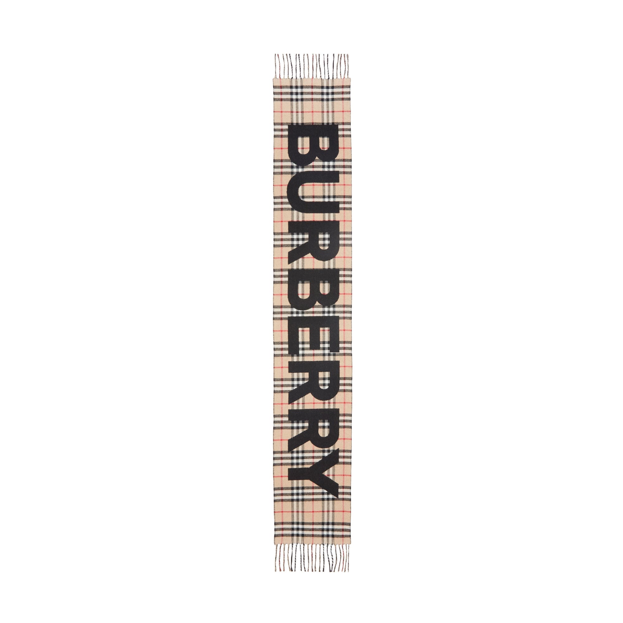 Écharpe en jacquard de laine Vintage check avec logo - Camel