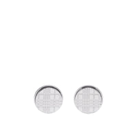 Boutons de manchette ronds plaqués palladium avec check - Silver