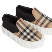Sneakers sans lacets en coton avec Vintage check - Archive Beige & Black