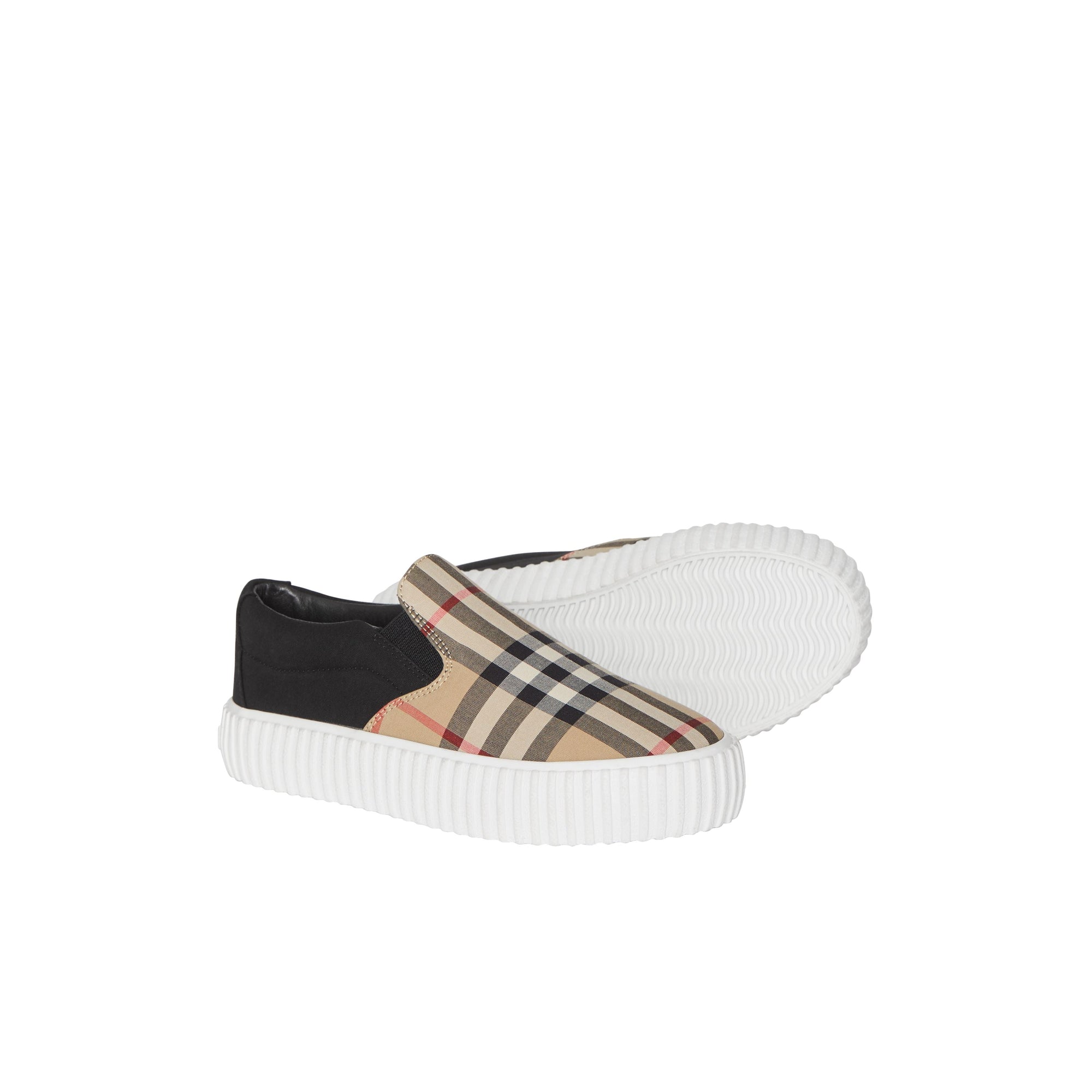 Sneakers sans lacets en coton avec Vintage check - Archive Beige & Black