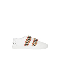 Sneakers sans lacets en cuir et coton à imprimé Doodle - Optic White