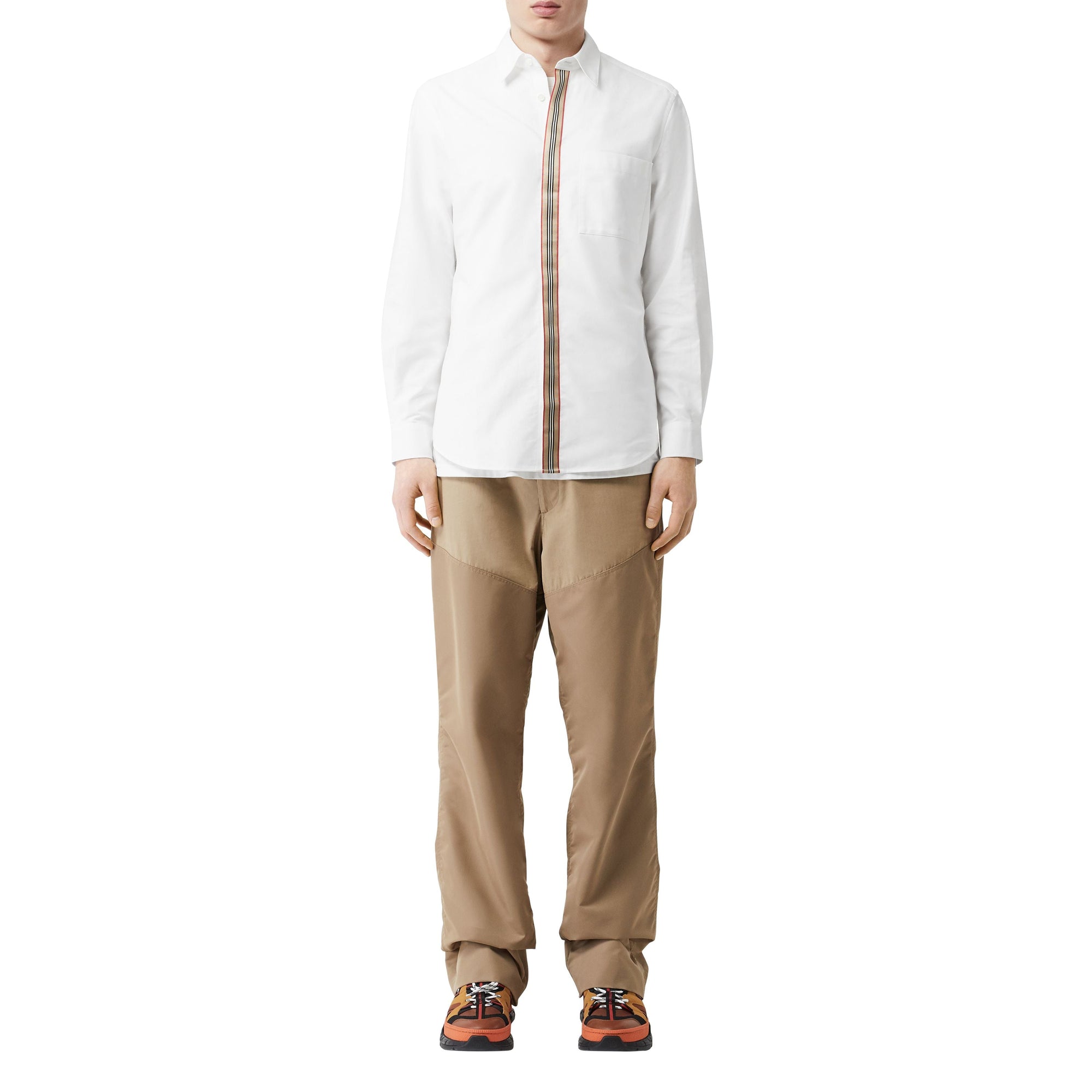 Chemise en popeline de coton stretch à rayures iconiques - White