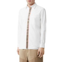 Chemise en popeline de coton stretch à rayures iconiques - White