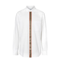 Chemise en popeline de coton stretch à rayures iconiques - White