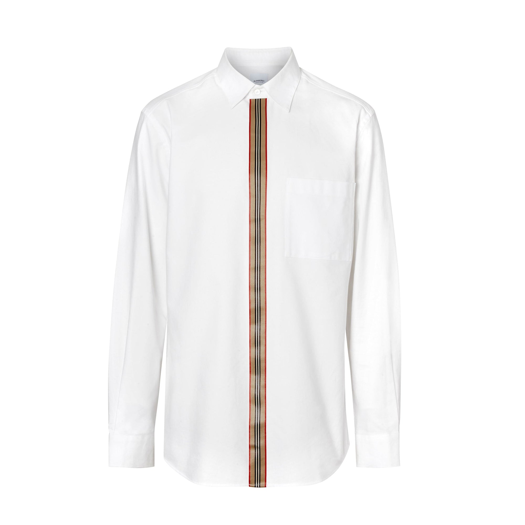 Chemise en popeline de coton stretch à rayures iconiques - White