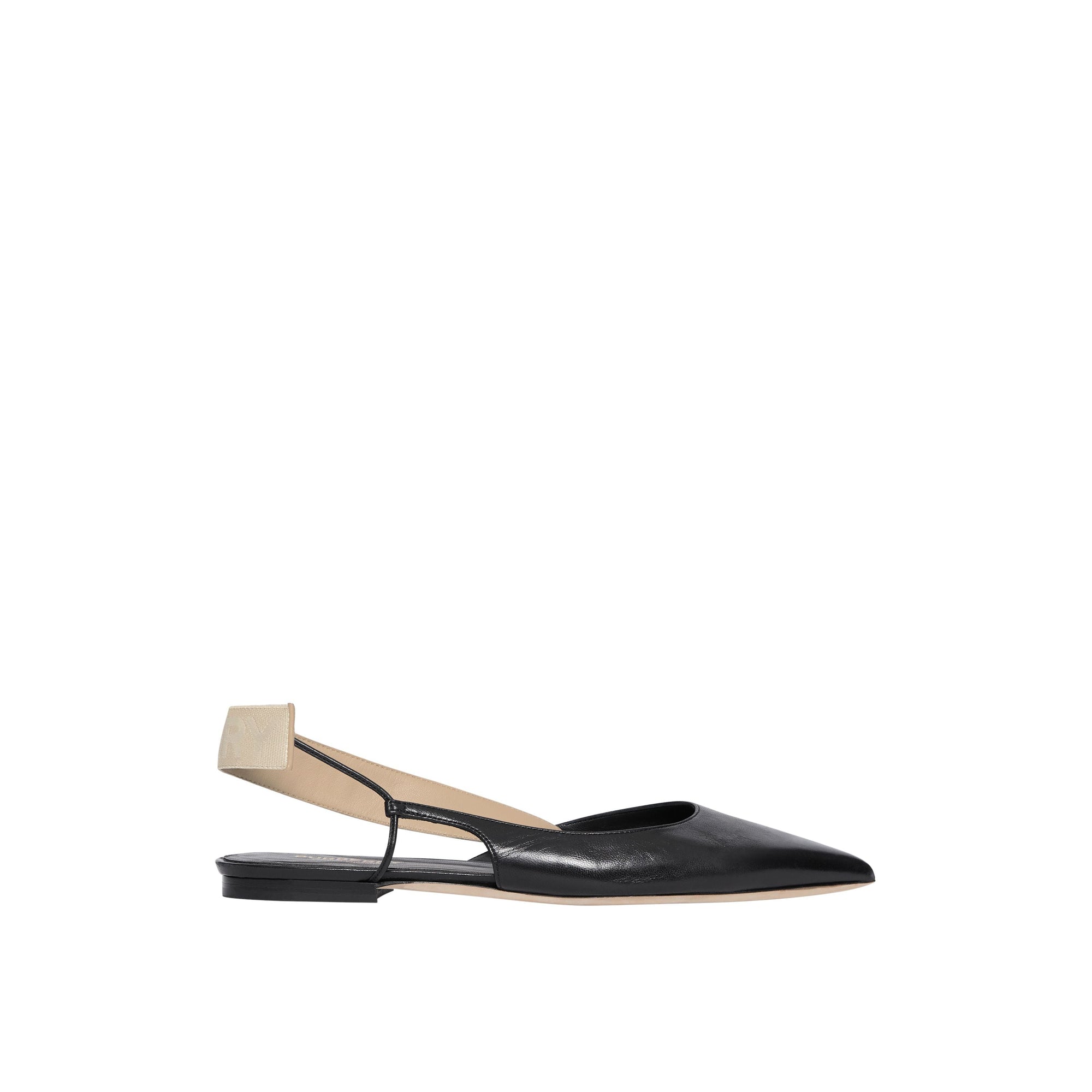 Chaussures plates à talon ouvert en cuir avec logo - Black
