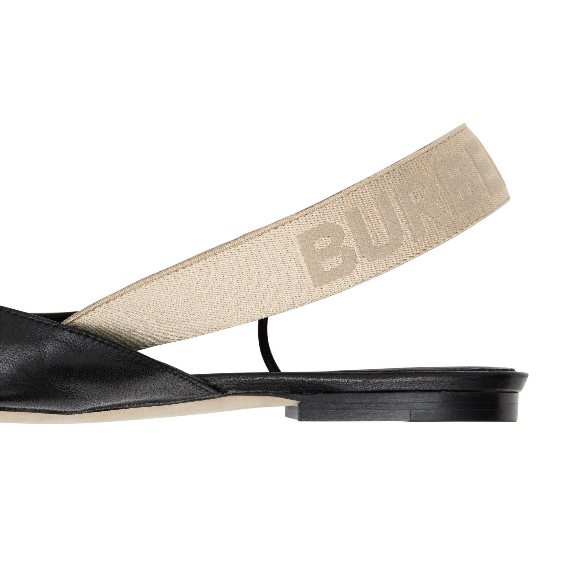 Chaussures plates à talon ouvert en cuir avec logo - Black