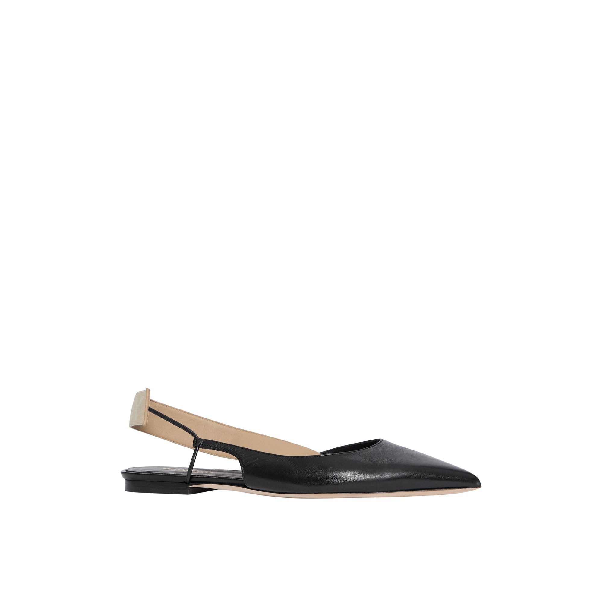 Chaussures plates à talon ouvert en cuir avec logo - Black