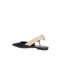 Chaussures plates à talon ouvert en cuir avec logo - Black