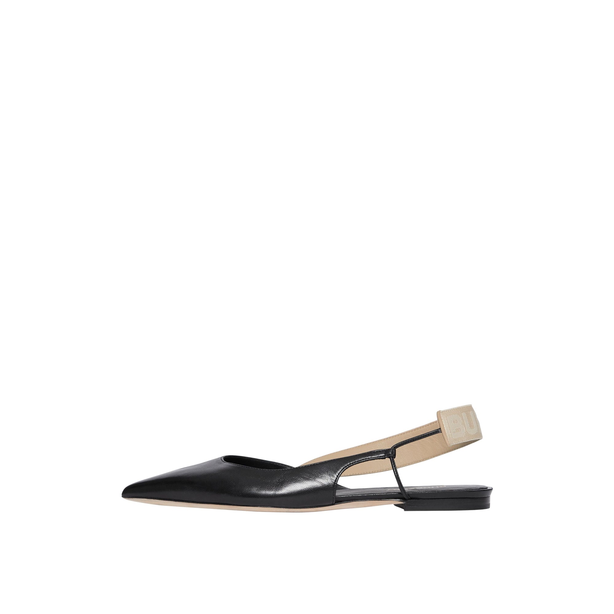 Chaussures plates à talon ouvert en cuir avec logo - Black
