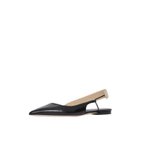 Chaussures plates à talon ouvert en cuir avec logo - Black