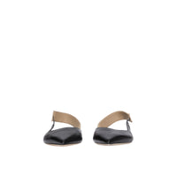Chaussures plates à talon ouvert en cuir avec logo - Black