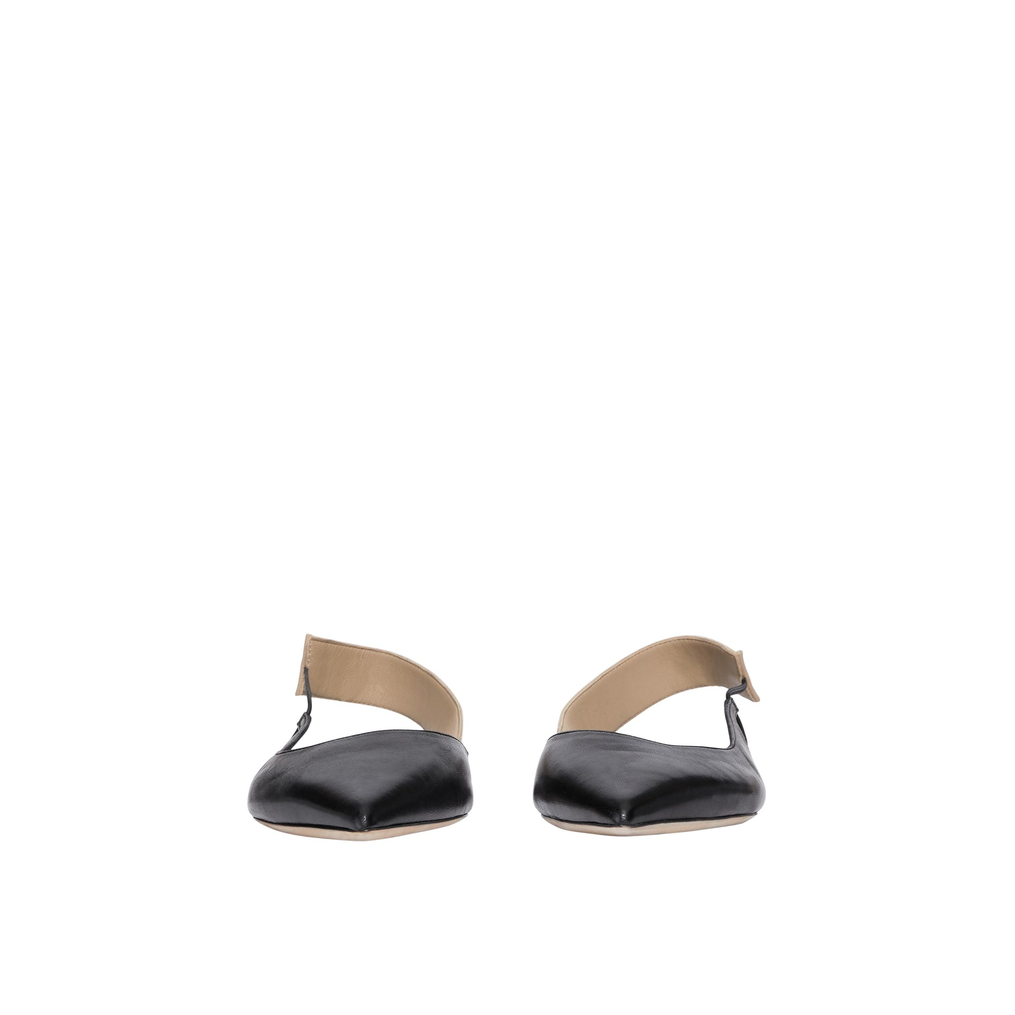 Chaussures plates à talon ouvert en cuir avec logo - Black
