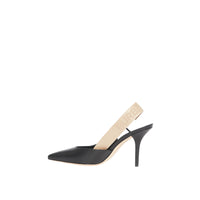 Escarpins à talon ouvert en cuir d'agneau avec logo - Black