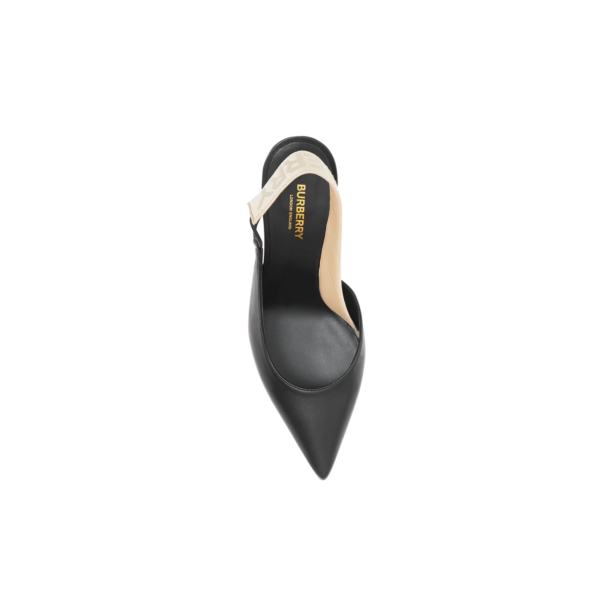Escarpins à talon ouvert en cuir d'agneau avec logo - Black